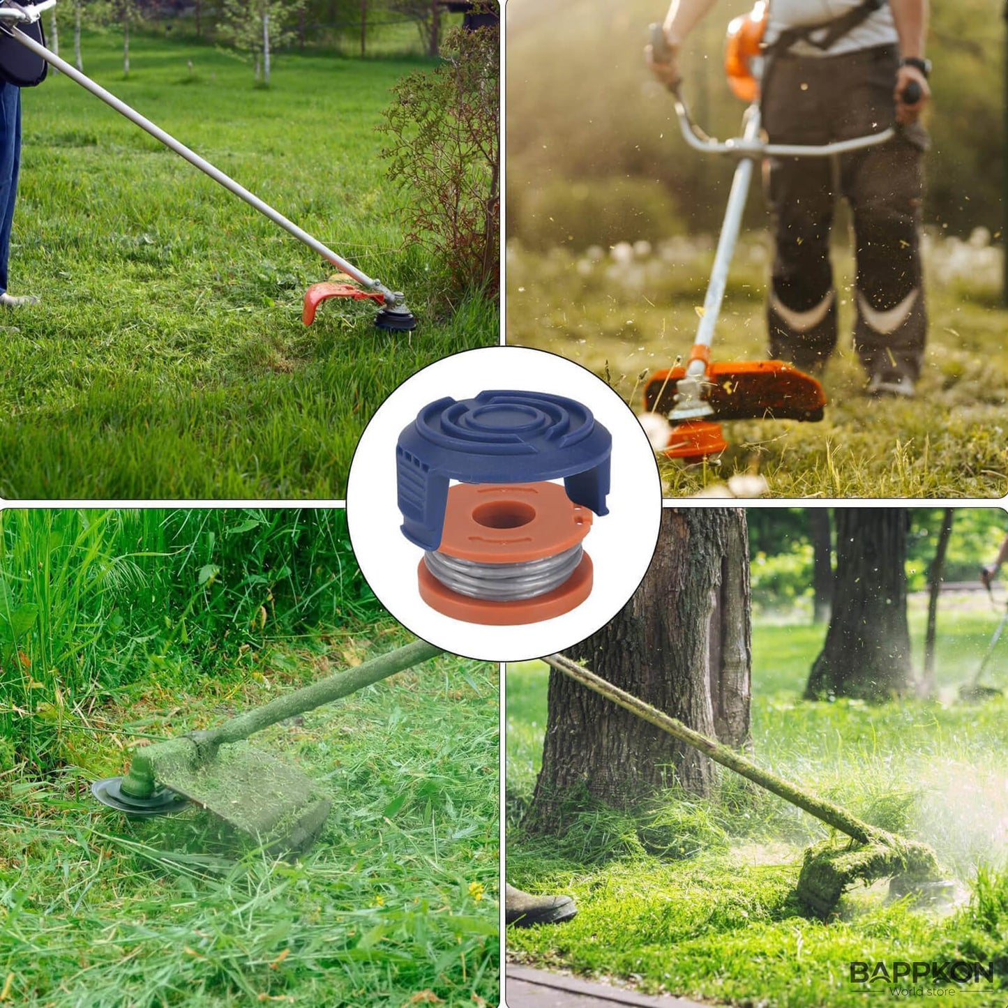 Autofeed Strimmer Spool 4 - Pack | 1.65mm Line (Compatible with Mac Allister MGTP18Li) - BAPPKON Garden Store