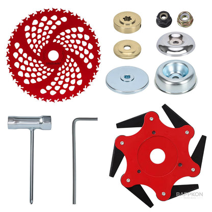 9-inch carbide tipped brush cutter blade with dual-sided cutting edges
