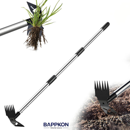 2 in 1 Weed Hoe & Rake Tool – 150cm Adjustable Long Handle, Heavy - Duty Alloy Steel Weeding Tool for Garden & Lawn - BAPPKON Garden Store