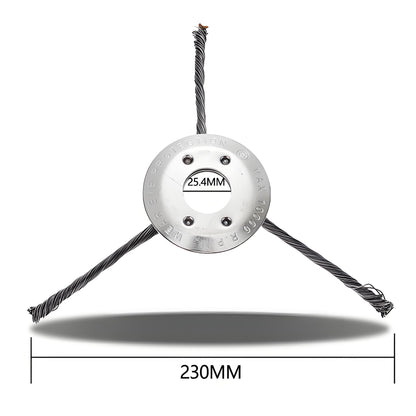 Close-up of durable 3-arm knotted steel wire cutting design