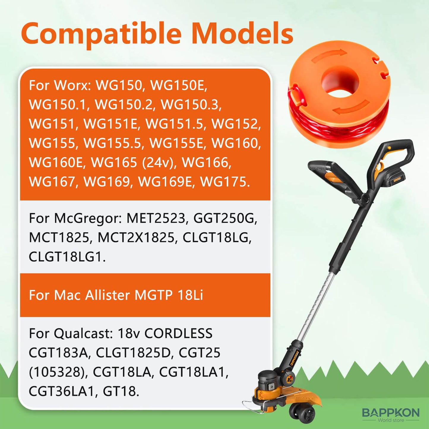 Replacement Spool Compatibility - Fits Worx WG150, McGregor, Qualcast