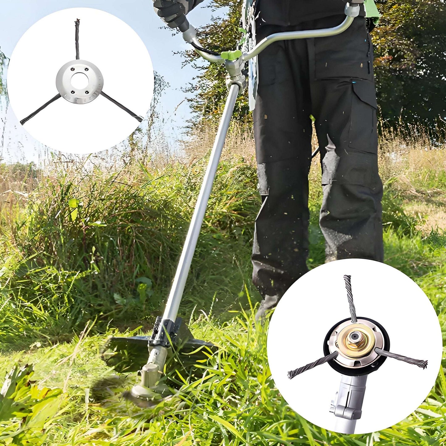 2Pack Steel Wire Grass Trimmer Head - Knotted Design, Universal Fit, Efficient Cutting