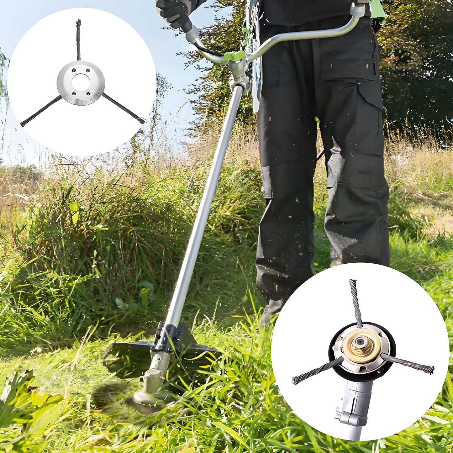 2Pack Steel Wire Grass Trimmer Head - Knotted Design, Universal Fit, Efficient Cutting