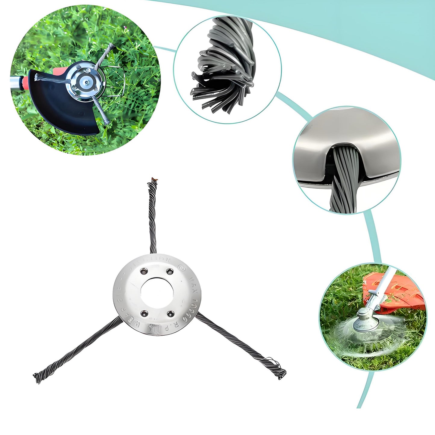 2Pack Steel Wire Grass Trimmer Head - Knotted Design, Universal Fit, Efficient Cutting