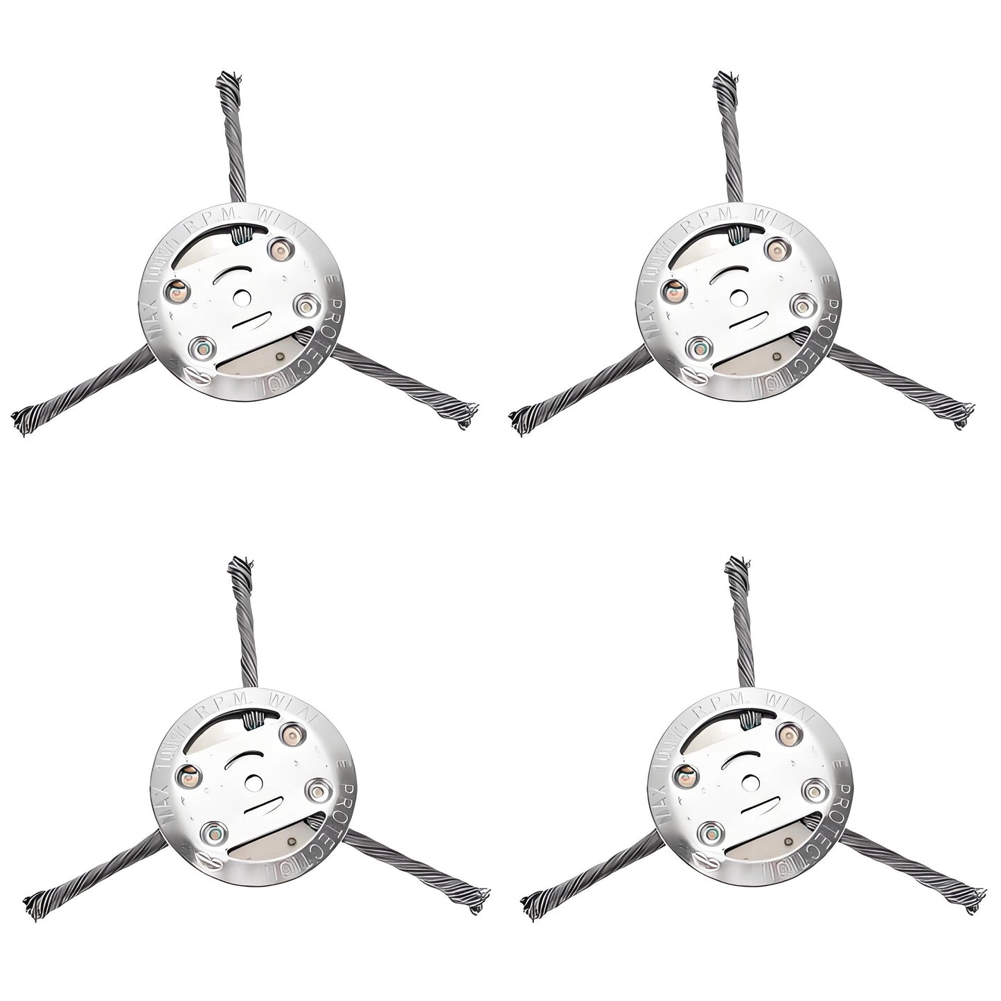 4-Pack Steel Wire Trimmer Head - 5.5mm Fit, 3/6 Blade Options
