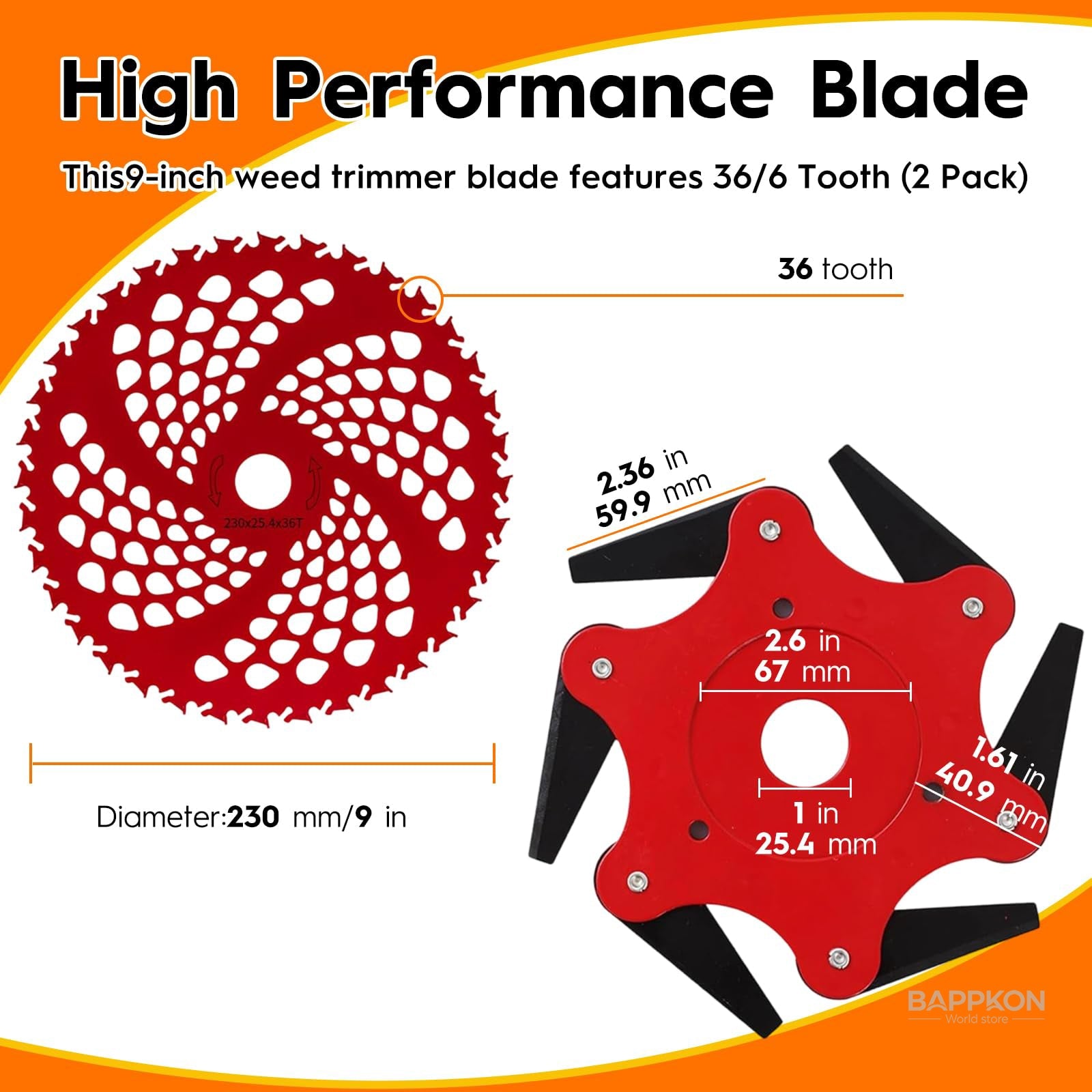 9 - Inch Carbide Brush Cutter Blades | Universal Fit - BAPPKON Garden Store