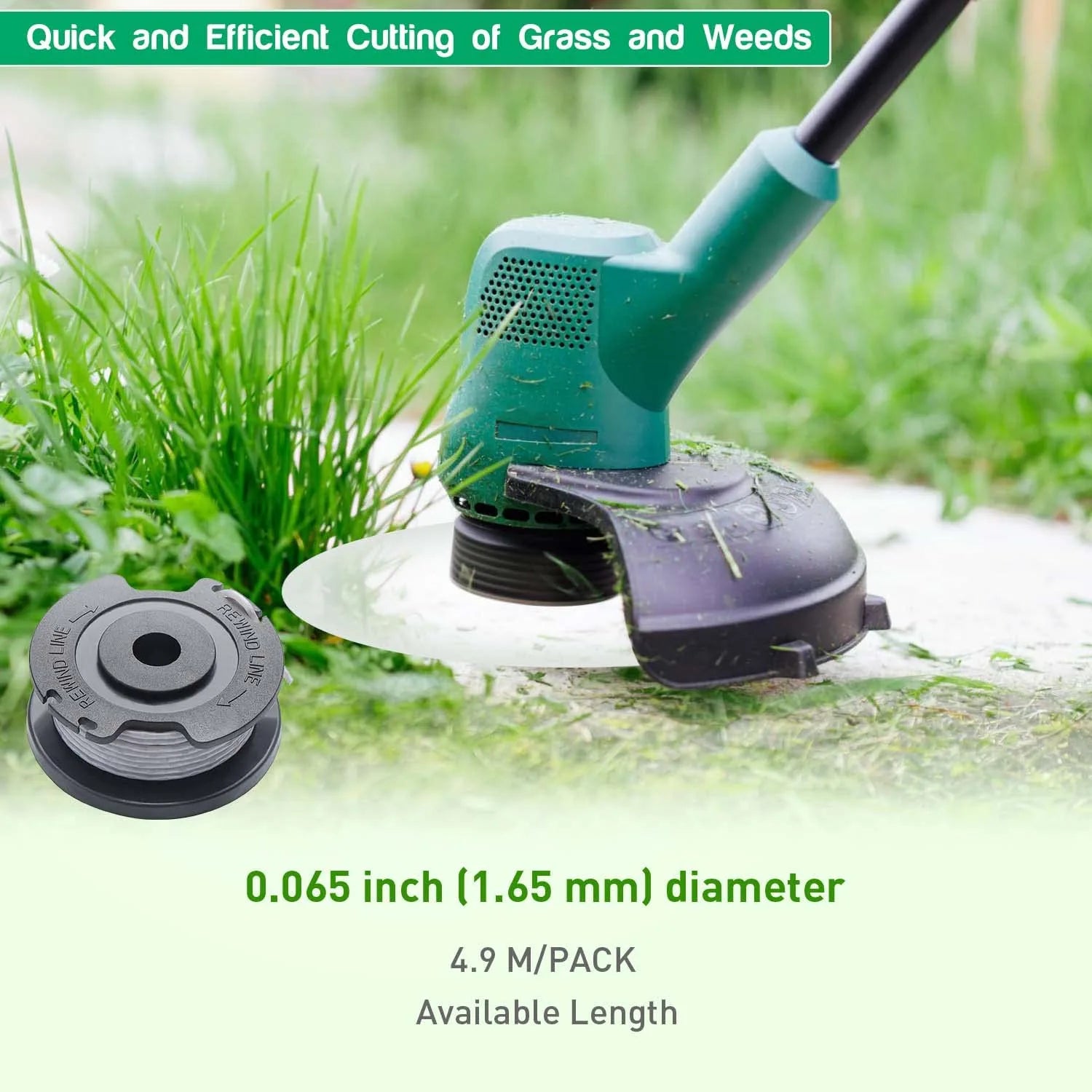 Lawn Mower Nylon Trimmer Head 1.65mm Compatible Replacement Line - Auto-Feed Design