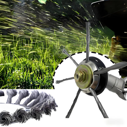 Steel Wire Strimmer Head in Use on Grass Trimmer - Heavy Duty Weed Cutting