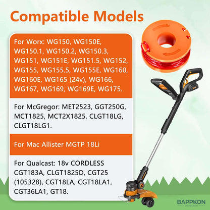 Auto - Feed Strimmer Spool 6 - Pack (Compatible with Worx WG150 & McGregor MCT2X1825) - BAPPKON Garden Store