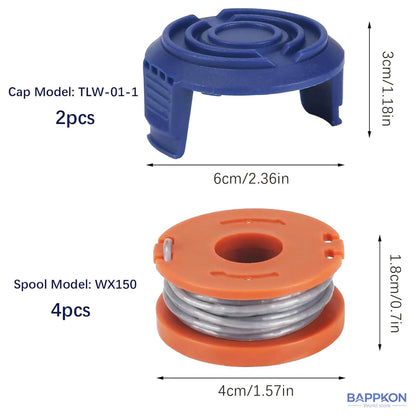 Autofeed Strimmer Spool 4 - Pack | 1.65mm Line (Compatible with Mac Allister MGTP18Li) - BAPPKON Garden Store