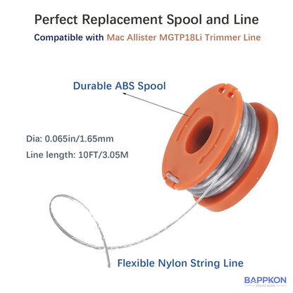 Autofeed Strimmer Spool 4 - Pack | 1.65mm Line (Compatible with Mac Allister MGTP18Li) - BAPPKON Garden Store