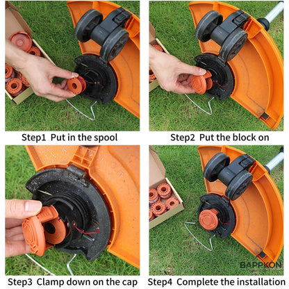 Autofeed Strimmer Spool 4 - Pack | 1.65mm Line (Compatible with Mac Allister MGTP18Li) - BAPPKON Garden Store