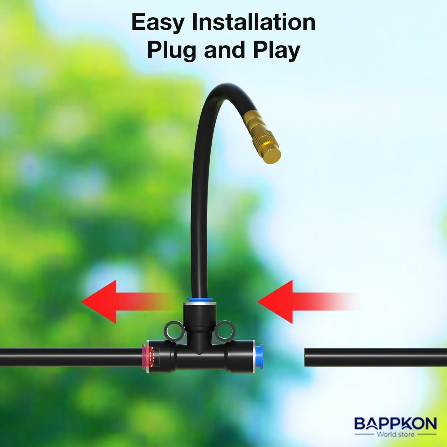 BAPPKON 360° Drip Irrigation Kit - 16 Nozzles, 100ft Auto Watering System - BAPPKON Garden Store