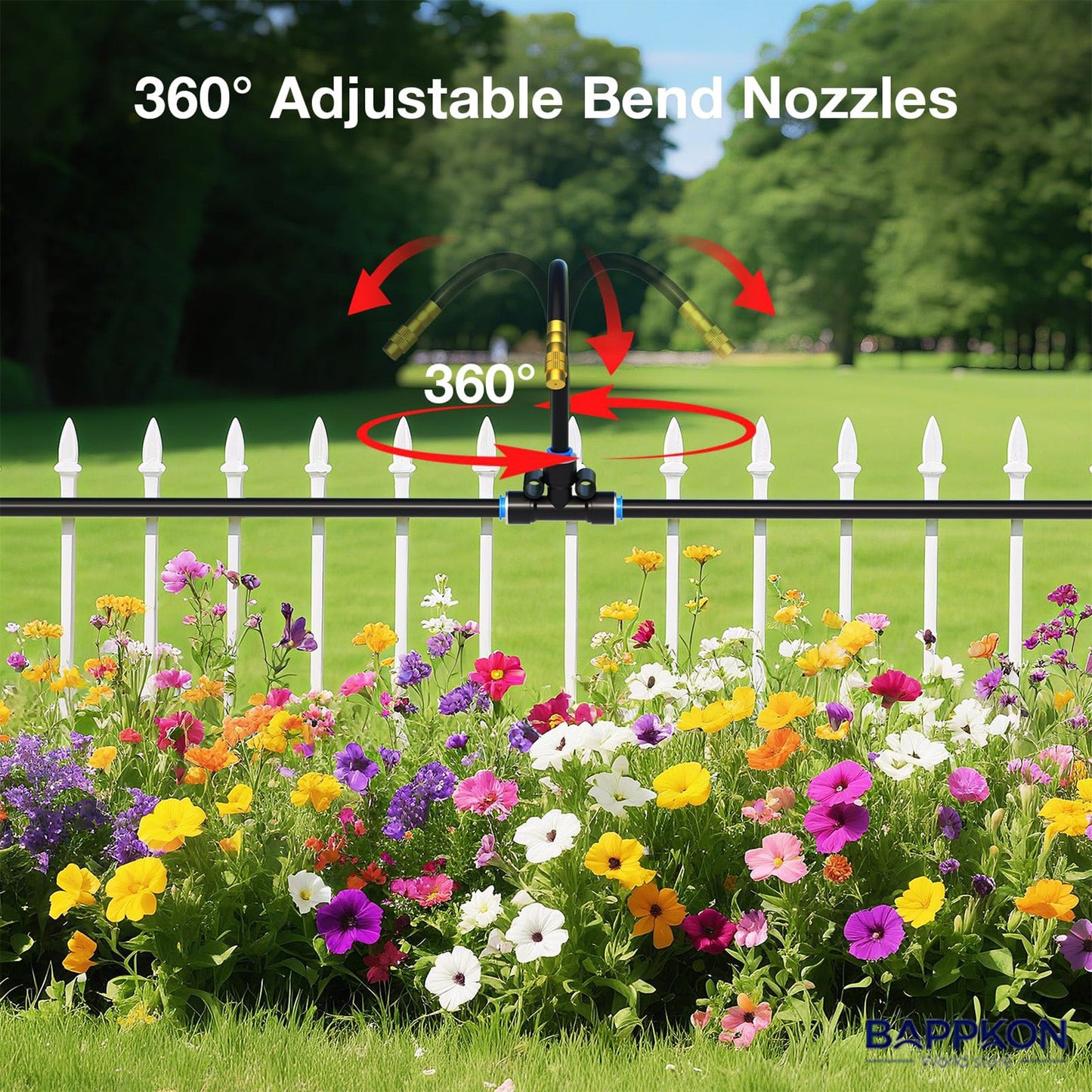 BAPPKON 360° Drip Irrigation Kit - 16 Nozzles, 100ft Auto Watering System - BAPPKON Garden Store