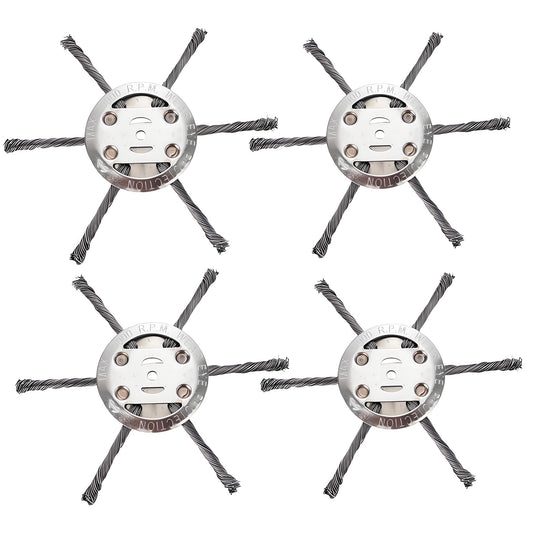 4-Pack Steel Wire Trimmer Head - 5.5mm Fit, 3/6 Blade Options