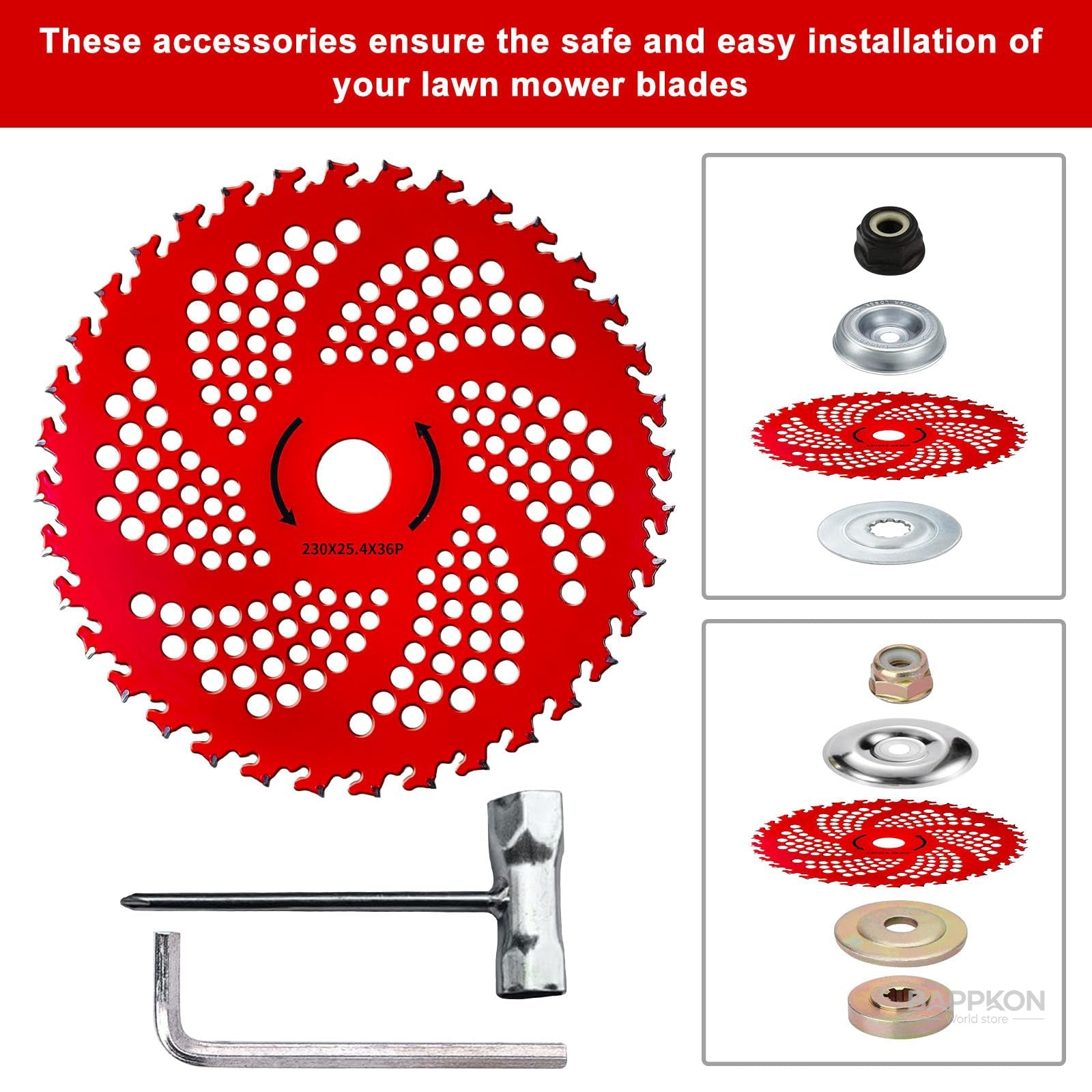 Brush Cutter Blade Combo 9" & 10" | Carbide Tipped with Universal Adapter Kit - BAPPKON Garden Store