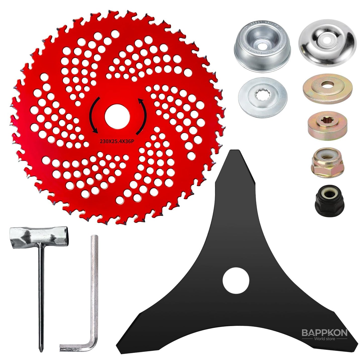 Brush Cutter Blade Combo 9" & 10" | Carbide Tipped with Universal Adapter Kit - BAPPKON Garden Store