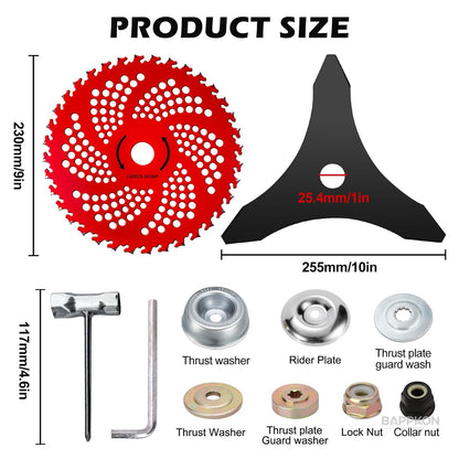 Brush Cutter Blade Combo 9" & 10" | Carbide Tipped with Universal Adapter Kit - BAPPKON Garden Store