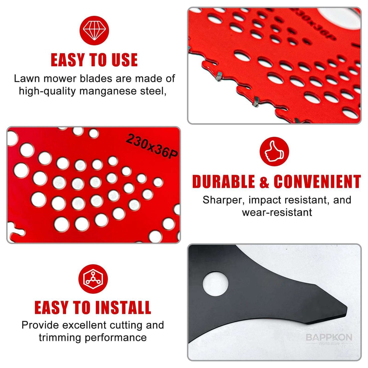 Brush Cutter Blade Combo 9" & 10" | Carbide Tipped with Universal Adapter Kit - BAPPKON Garden Store