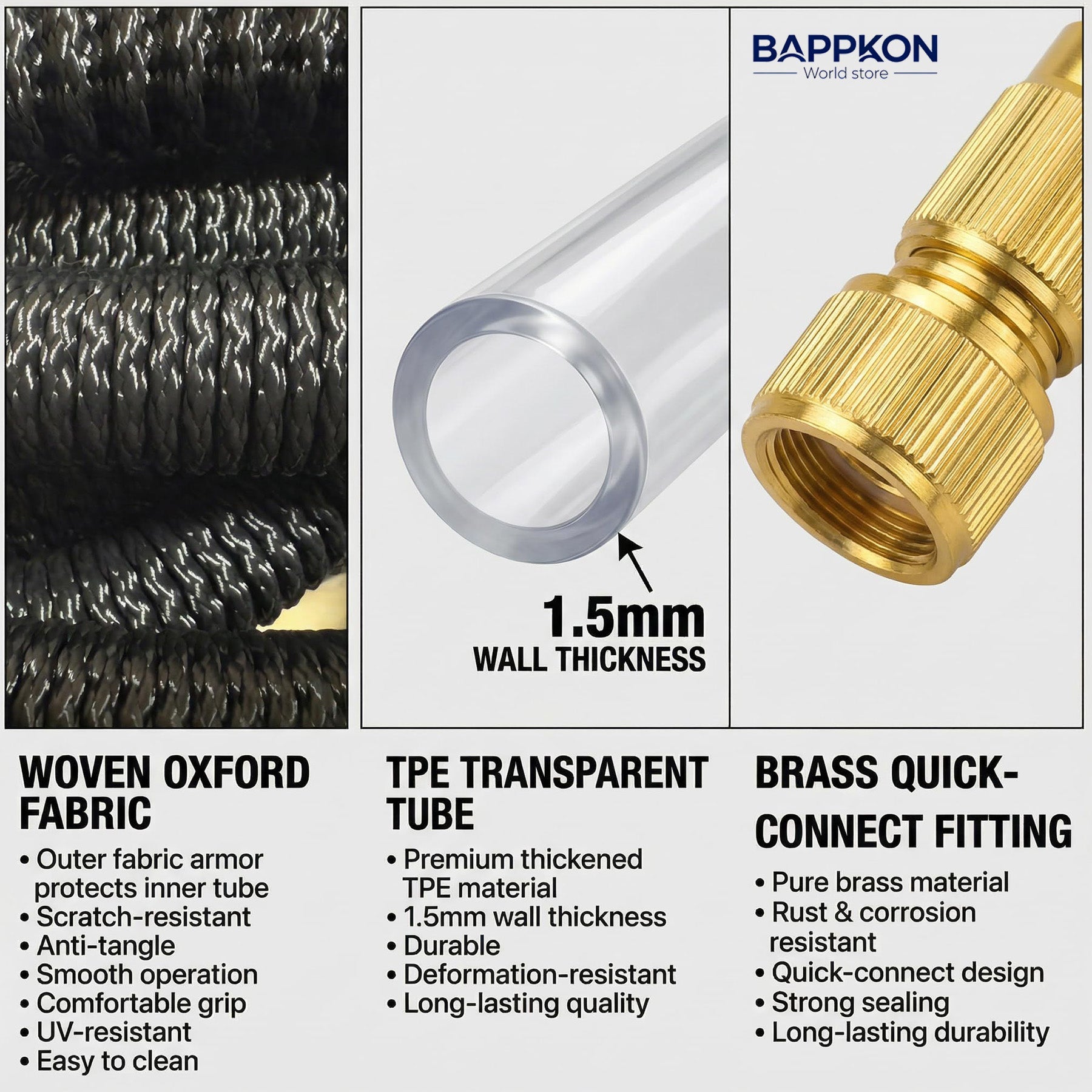 Expandable Garden Hose Pipe with 7 - Function Spray Nozzle & Anti - Leak Latex Core - BAPPKON Garden Store