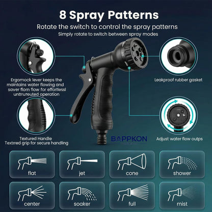 Expandable Garden Hose Pipe with 7 - Function Spray Nozzle & Anti - Leak Latex Core - BAPPKON Garden Store