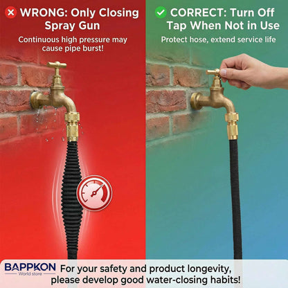 Expandable Garden Hose Pipe with 7 - Function Spray Nozzle & Anti - Leak Latex Core - BAPPKON Garden Store