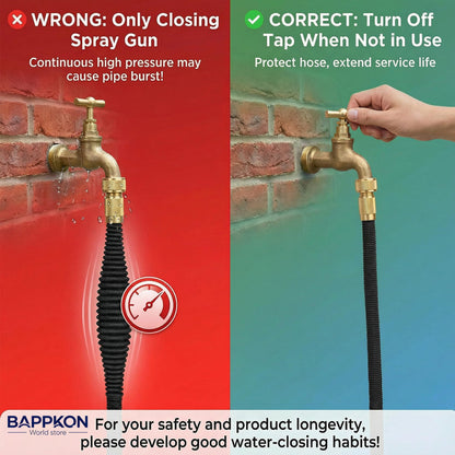 Expandable Garden Hose Pipe with 7 - Function Spray Nozzle & Anti - Leak Latex Core - BAPPKON Garden Store