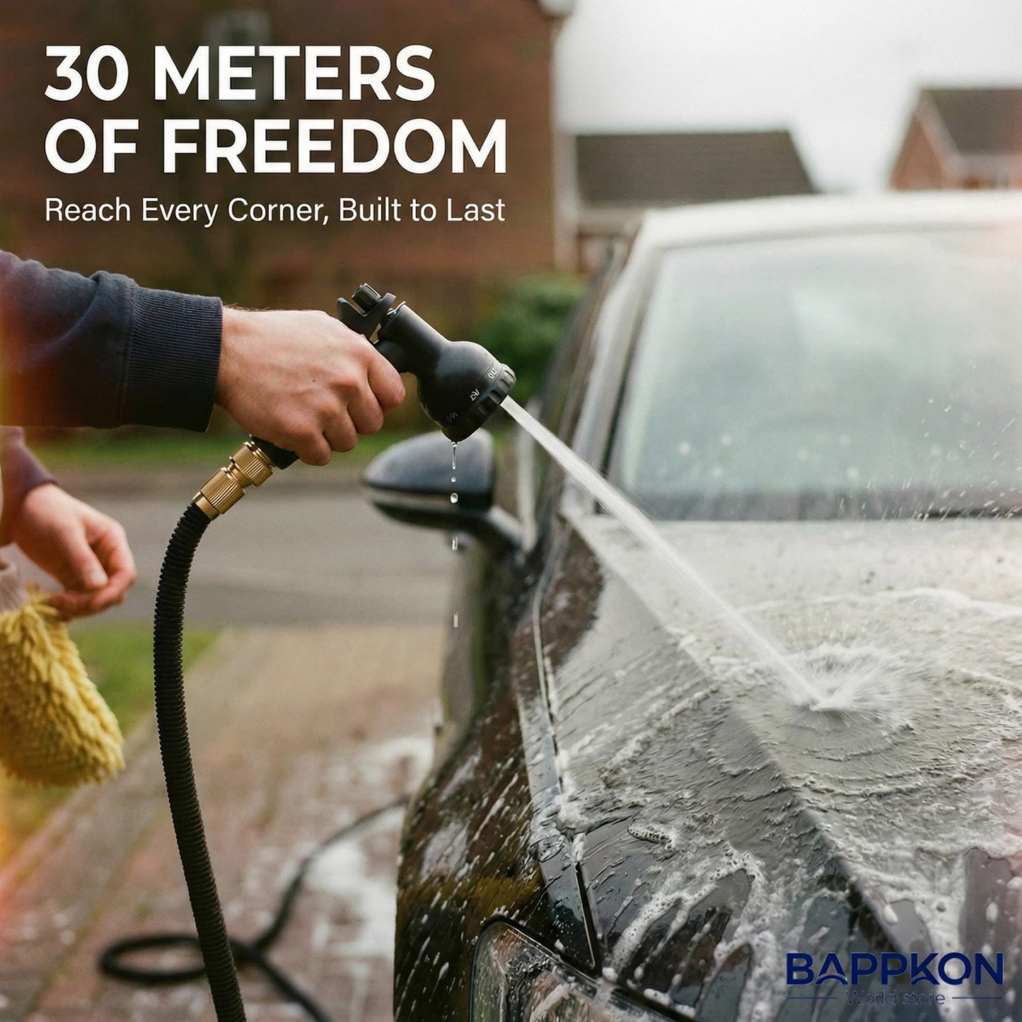 Expandable Garden Hose Pipe with 7 - Function Spray Nozzle & Anti - Leak Latex Core - BAPPKON Garden Store