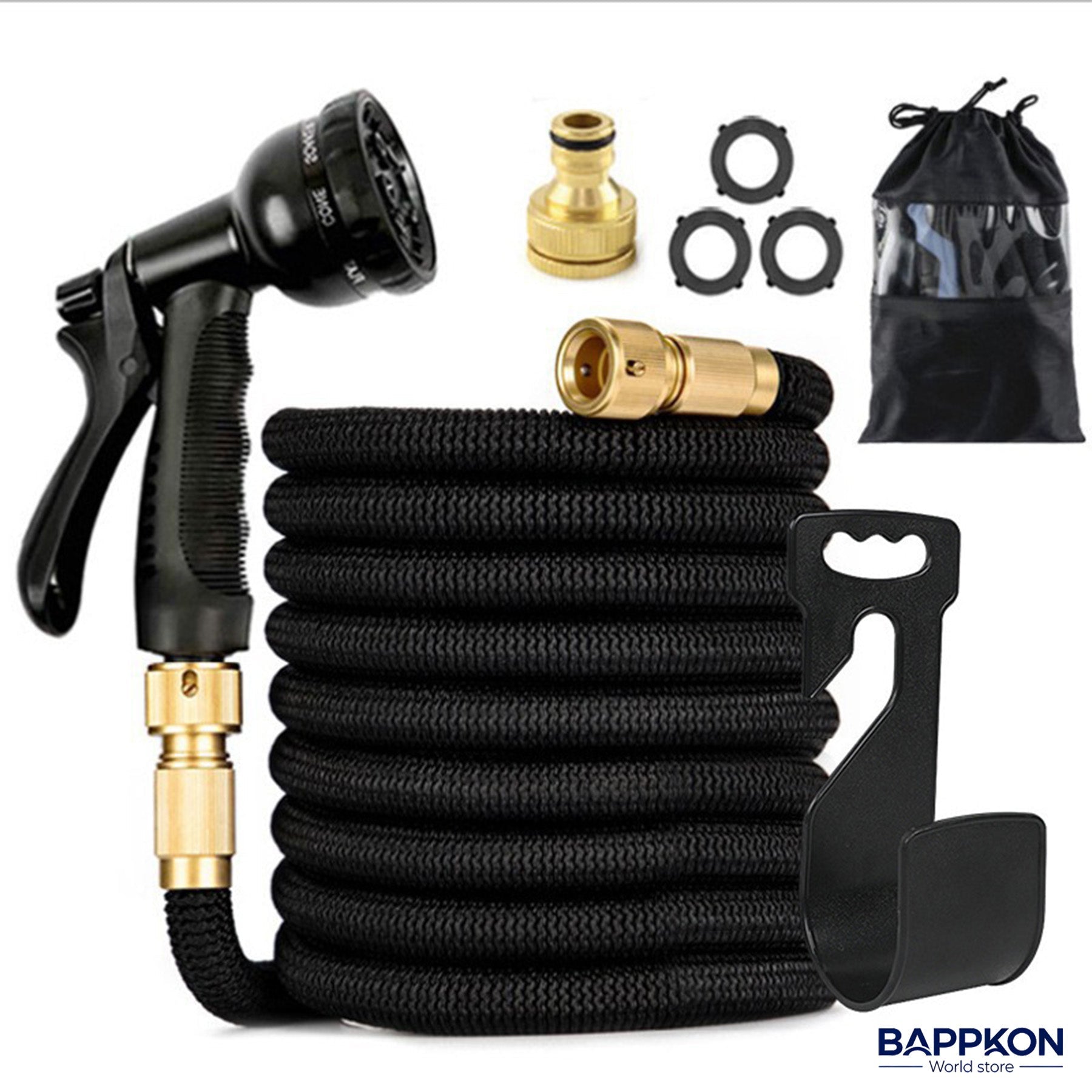 Expandable Garden Hose Pipe with 7 - Function Spray Nozzle & Anti - Leak Latex Core - BAPPKON Garden Store