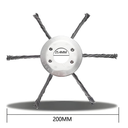 Close-up of durable knotted steel wire cutting arms