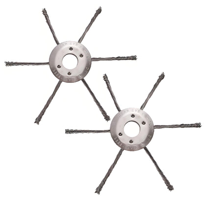 2-pack steel wire grass trimmer head with 6-arm knotted design