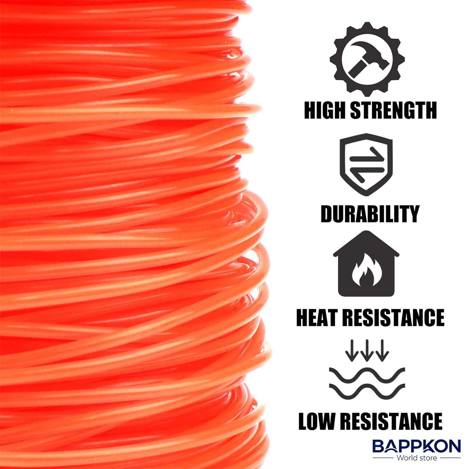 Heavy - Duty 2.4mm Trimmer Line 100m | Round Nylon Strimmer Wire - Universal Fit - BAPPKON Garden Store