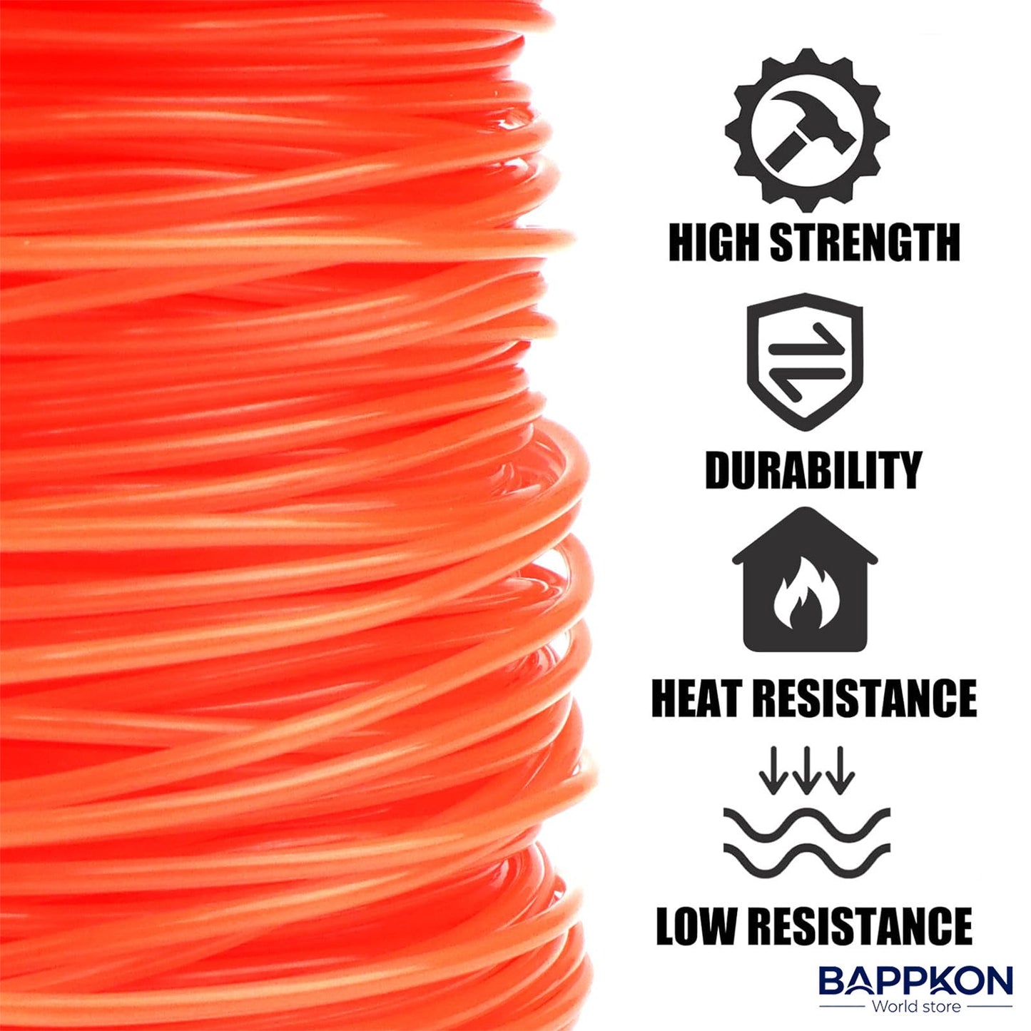 Heavy - Duty 2.4mm Trimmer Line 100m | Round Nylon Strimmer Wire - Universal Fit - BAPPKON Garden Store