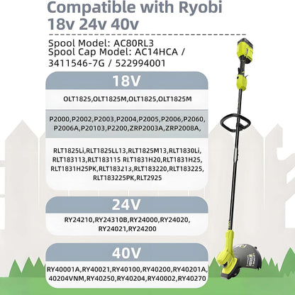 Pre - Wound Strimmer Spool 6 - Pack |0.080" Twisted Line (Compatible with Ryobi One+ 18V/24V/40V) - BAPPKON Garden Store