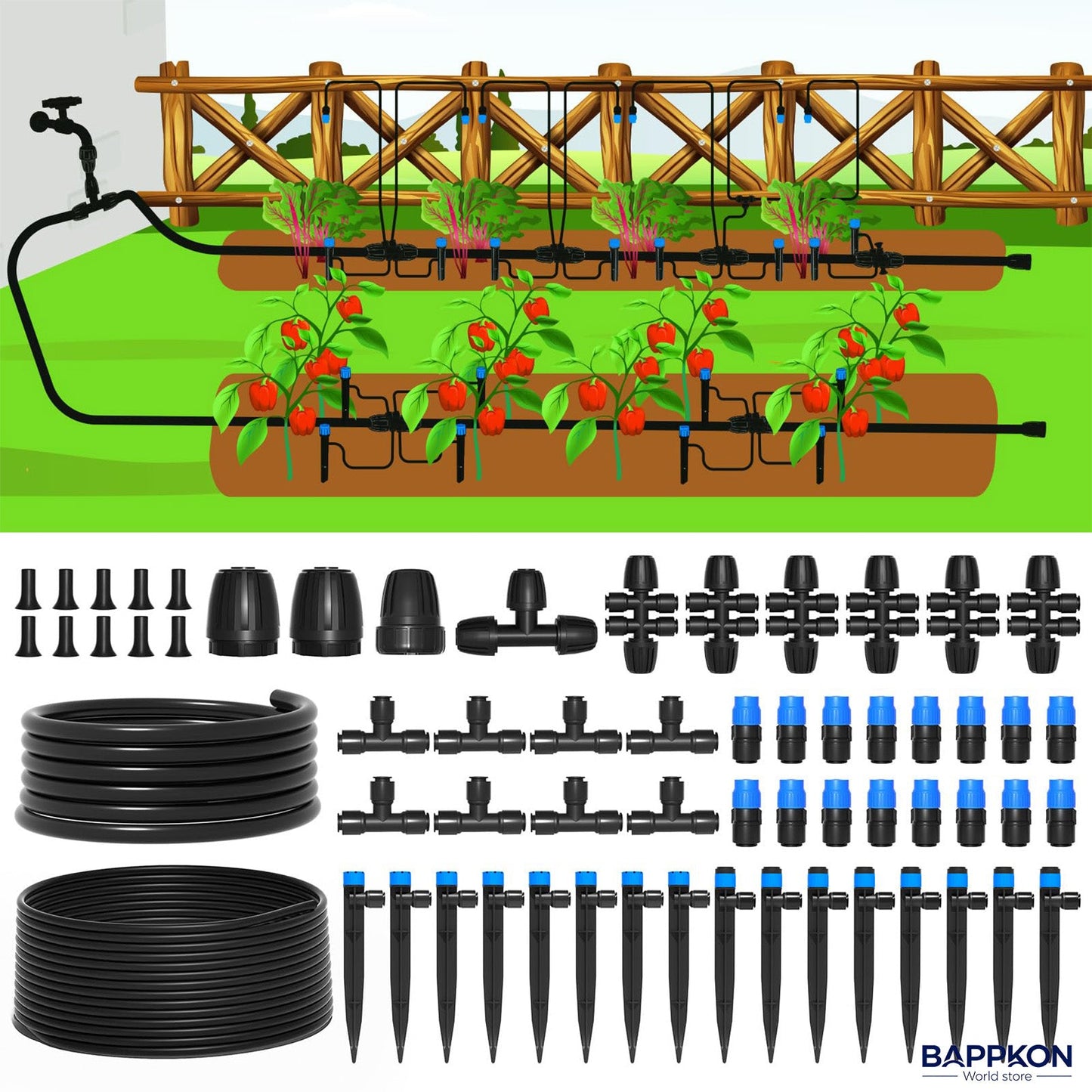 Quick - Connect Drip Irrigation Kit | Automatic Watering System for Garden & Greenhouse - BAPPKON Garden Store