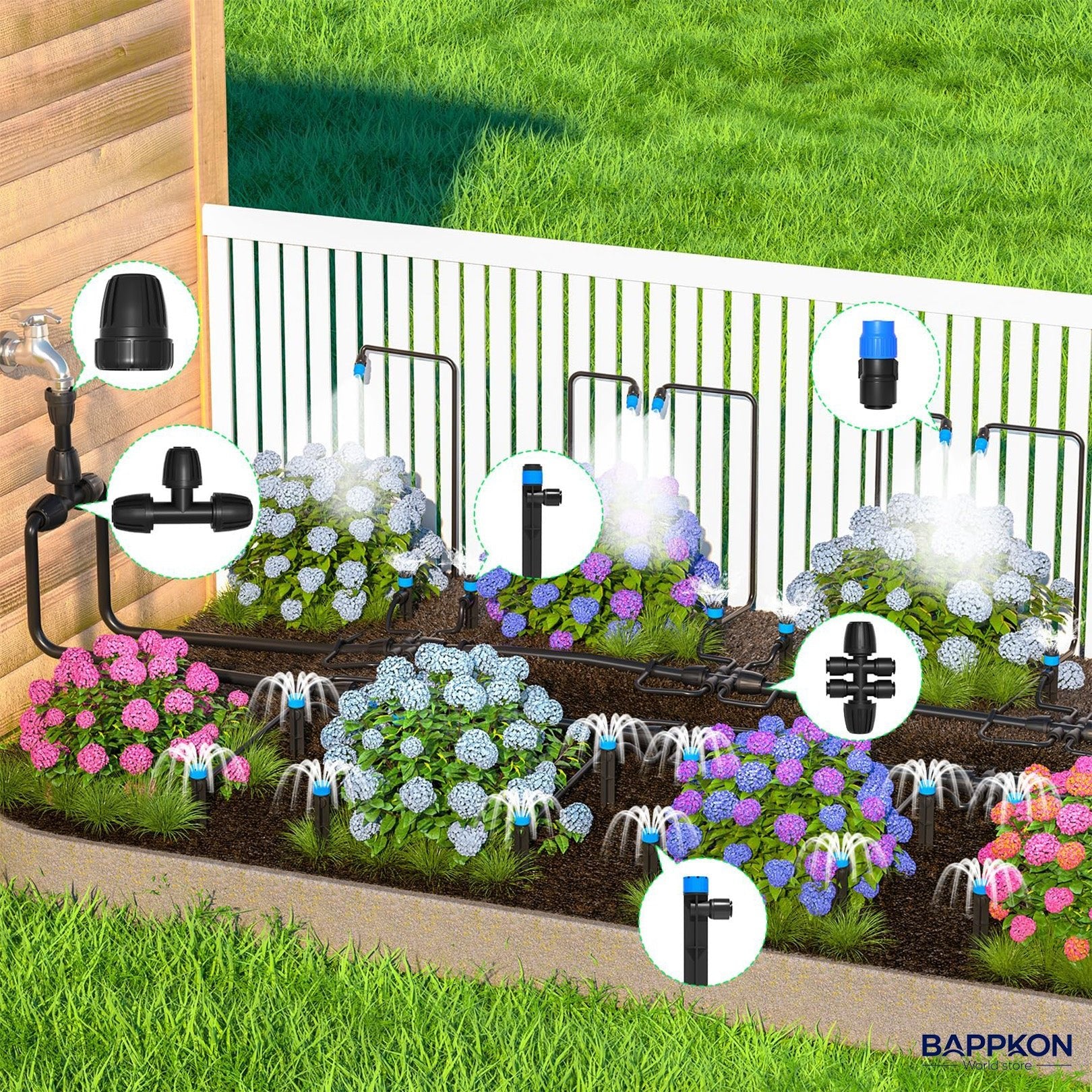 Quick - Connect Drip Irrigation Kit | Automatic Watering System for Garden & Greenhouse - BAPPKON Garden Store
