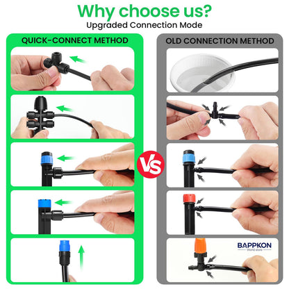 Quick - Connect Drip Irrigation Kit | Automatic Watering System for Garden & Greenhouse - BAPPKON Garden Store