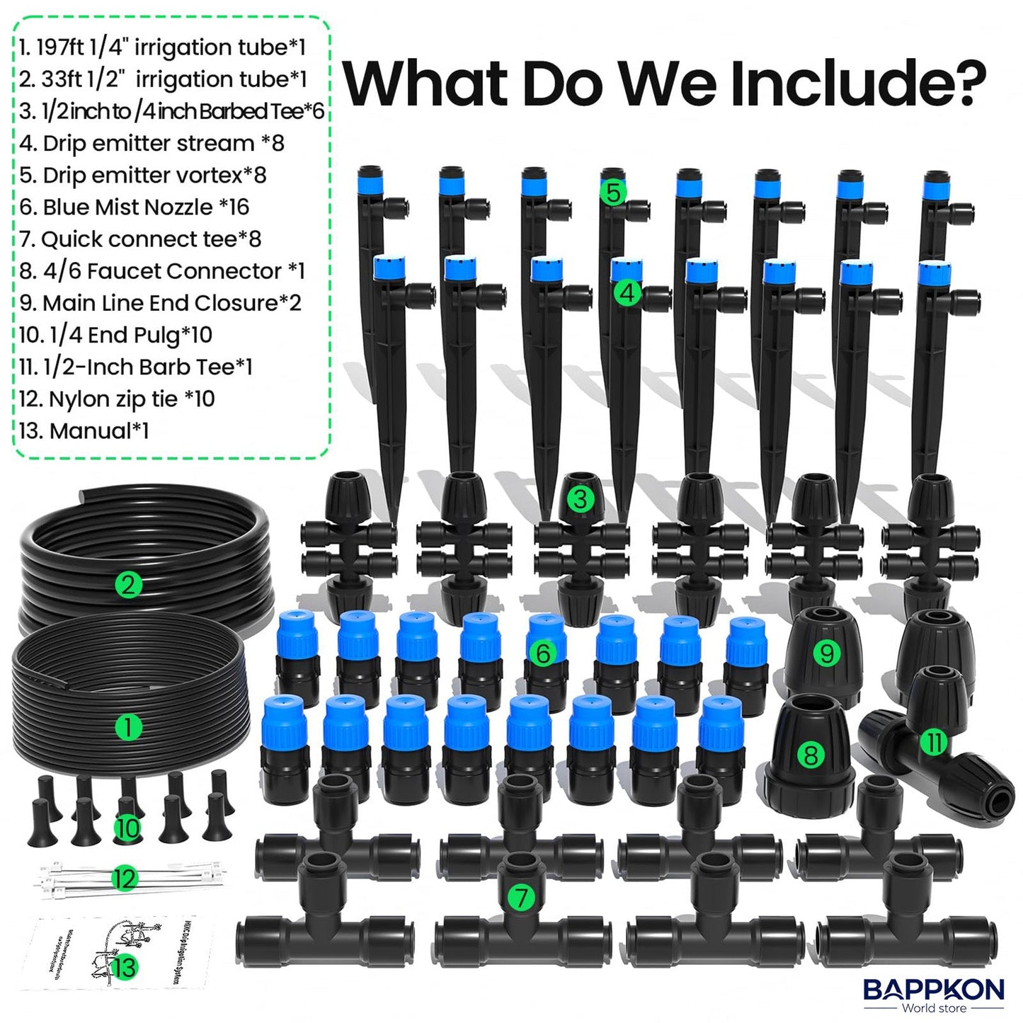 Quick - Connect Drip Irrigation Kit | Automatic Watering System for Garden & Greenhouse - BAPPKON Garden Store