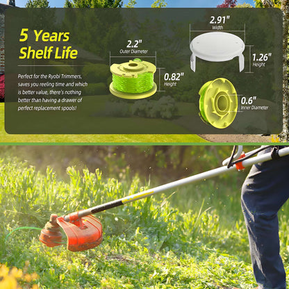 Ryobi Trimmer Line Replacement - Pre-Wound Spools for 18v/24v/40v - Durable Twisted Line(6 Pack)