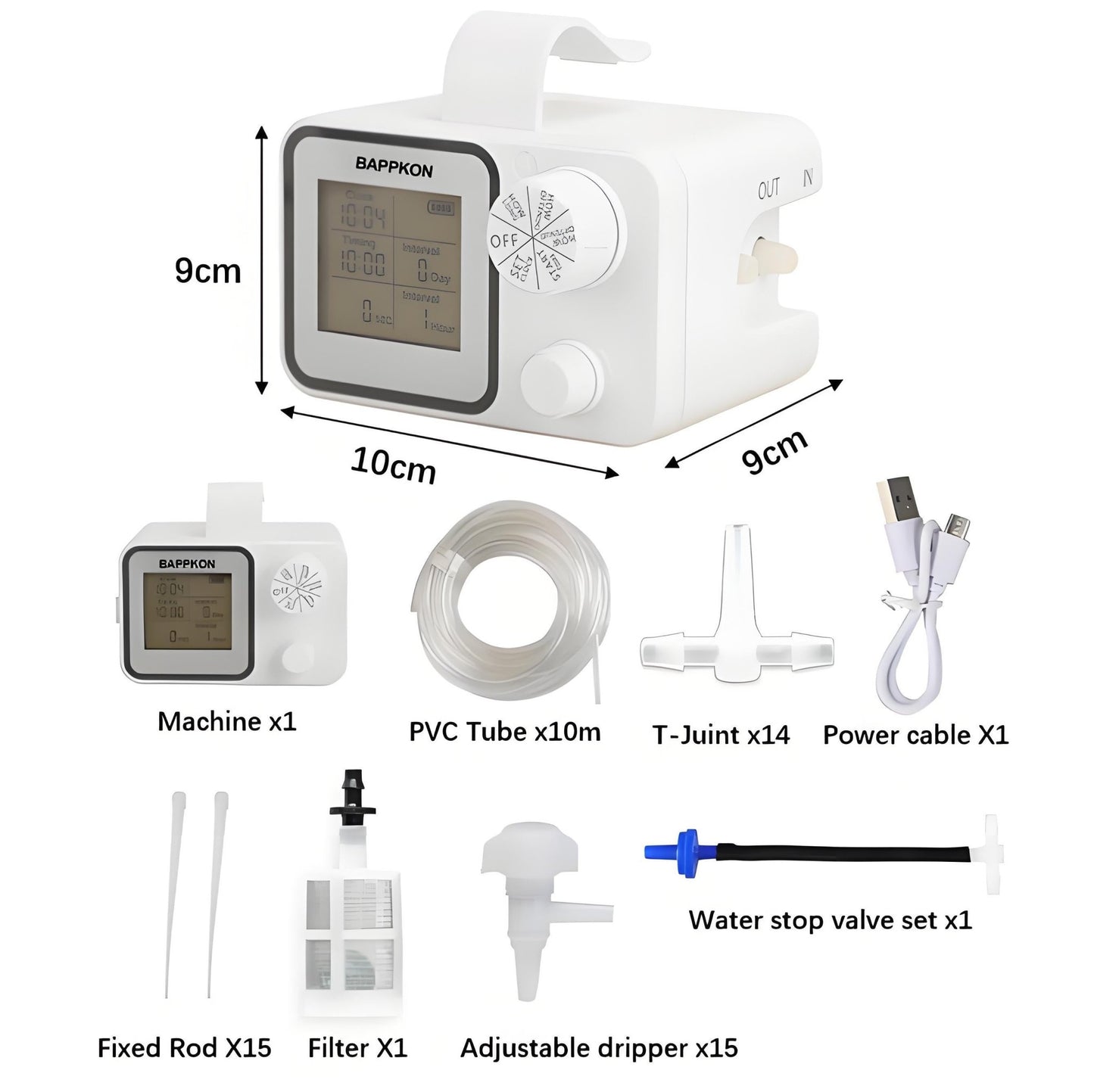 Smart Irrigation System - Programmable Drip Timer for 15 Plants | IPX4 Waterproof - BAPPKON Garden Store