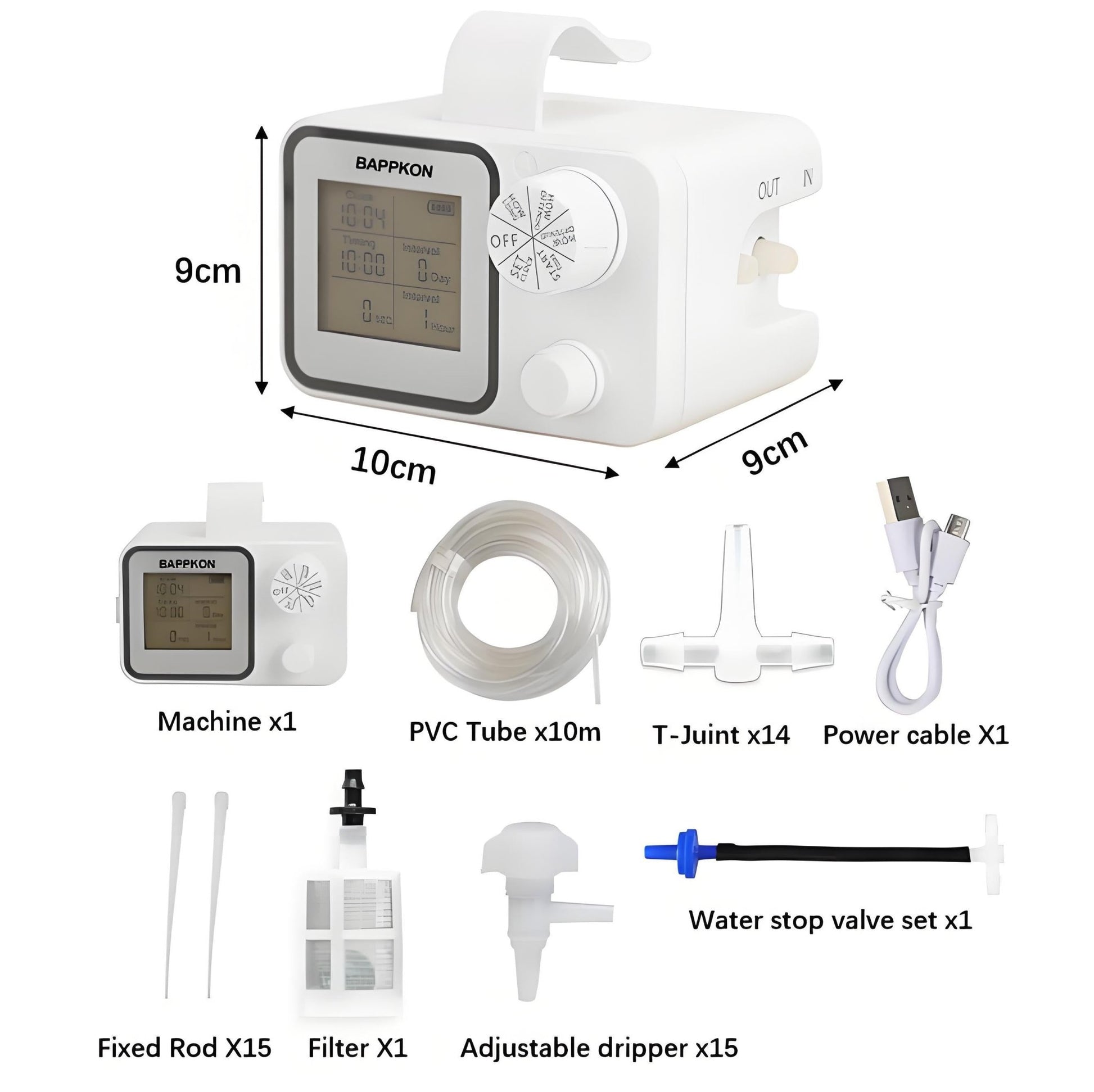 Smart Irrigation System - Programmable Drip Timer for 15 Plants | IPX4 Waterproof - BAPPKON Garden Store