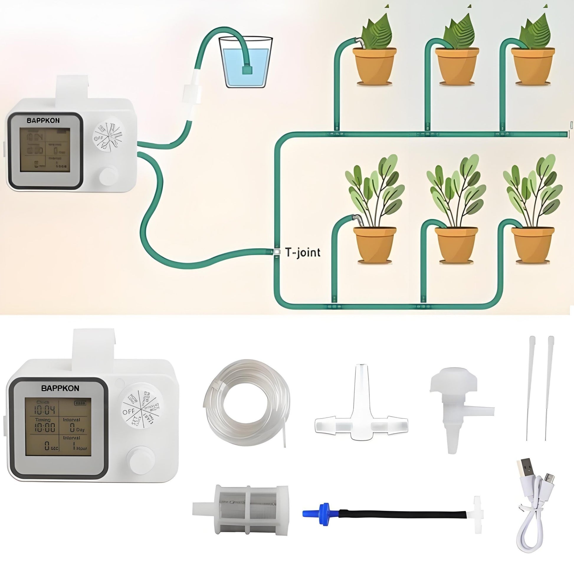 Smart Irrigation System - Programmable Drip Timer for 15 Plants | IPX4 Waterproof - BAPPKON Garden Store