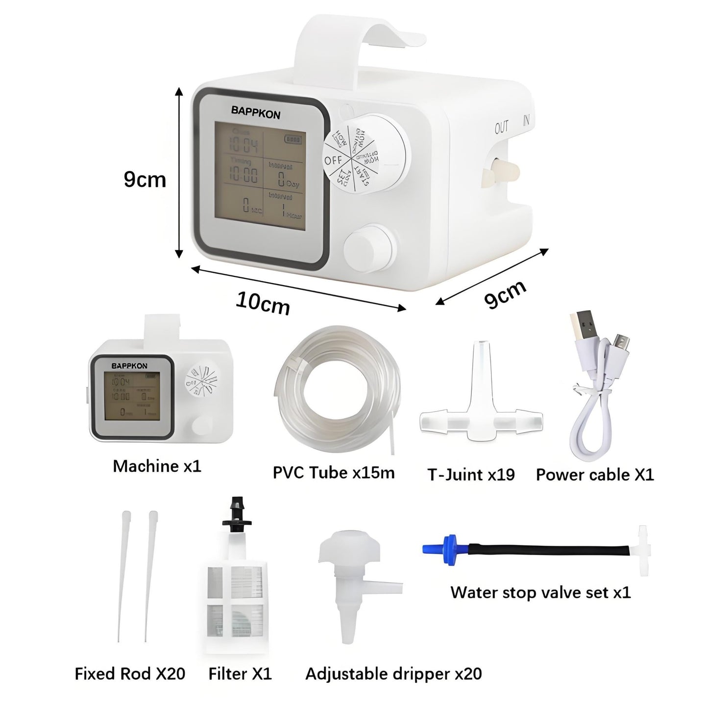 Smart Irrigation System - Programmable Drip Timer for 15 Plants | IPX4 Waterproof - BAPPKON Garden Store