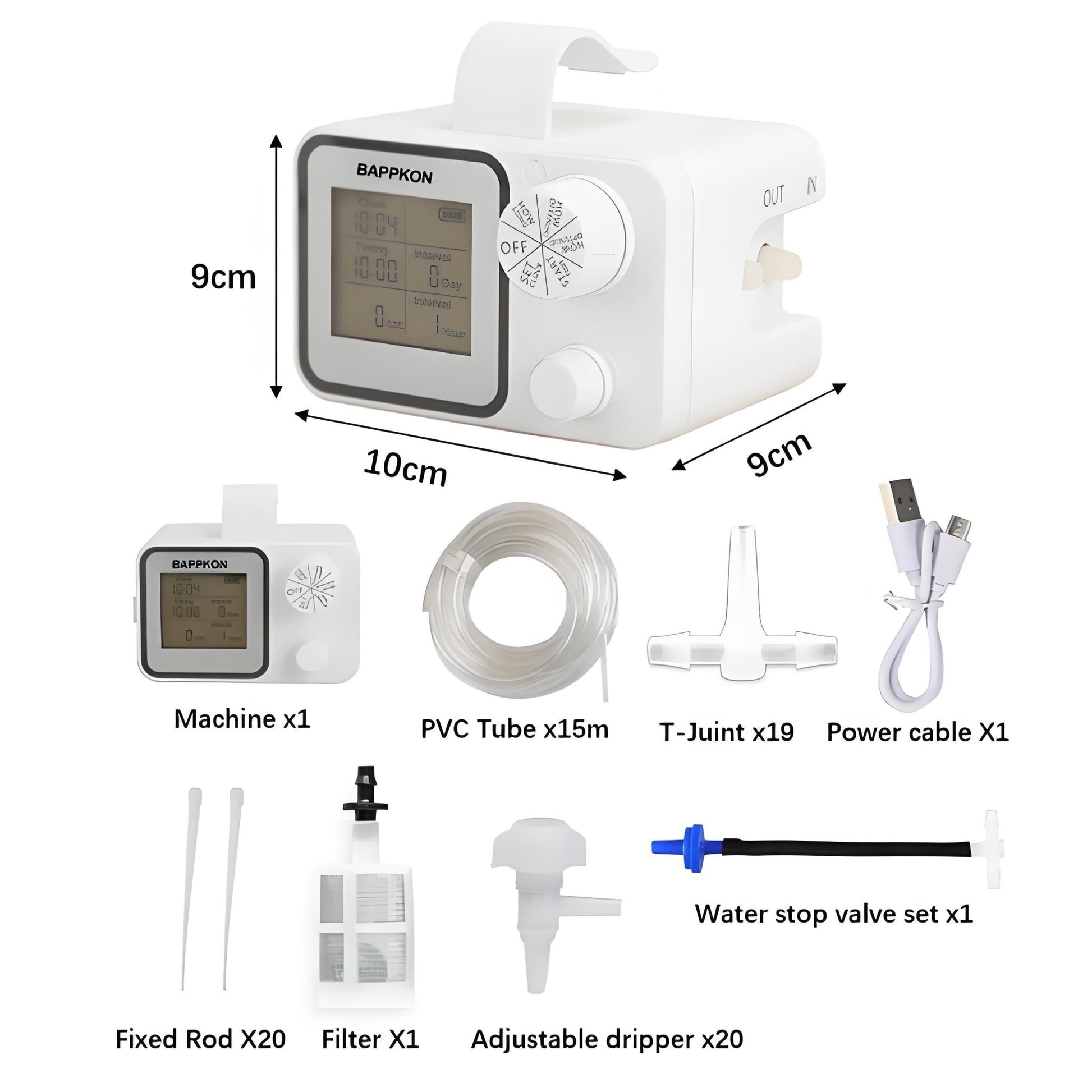 Smart Irrigation System - Programmable Drip Timer for 15 Plants | IPX4 Waterproof - BAPPKON Garden Store