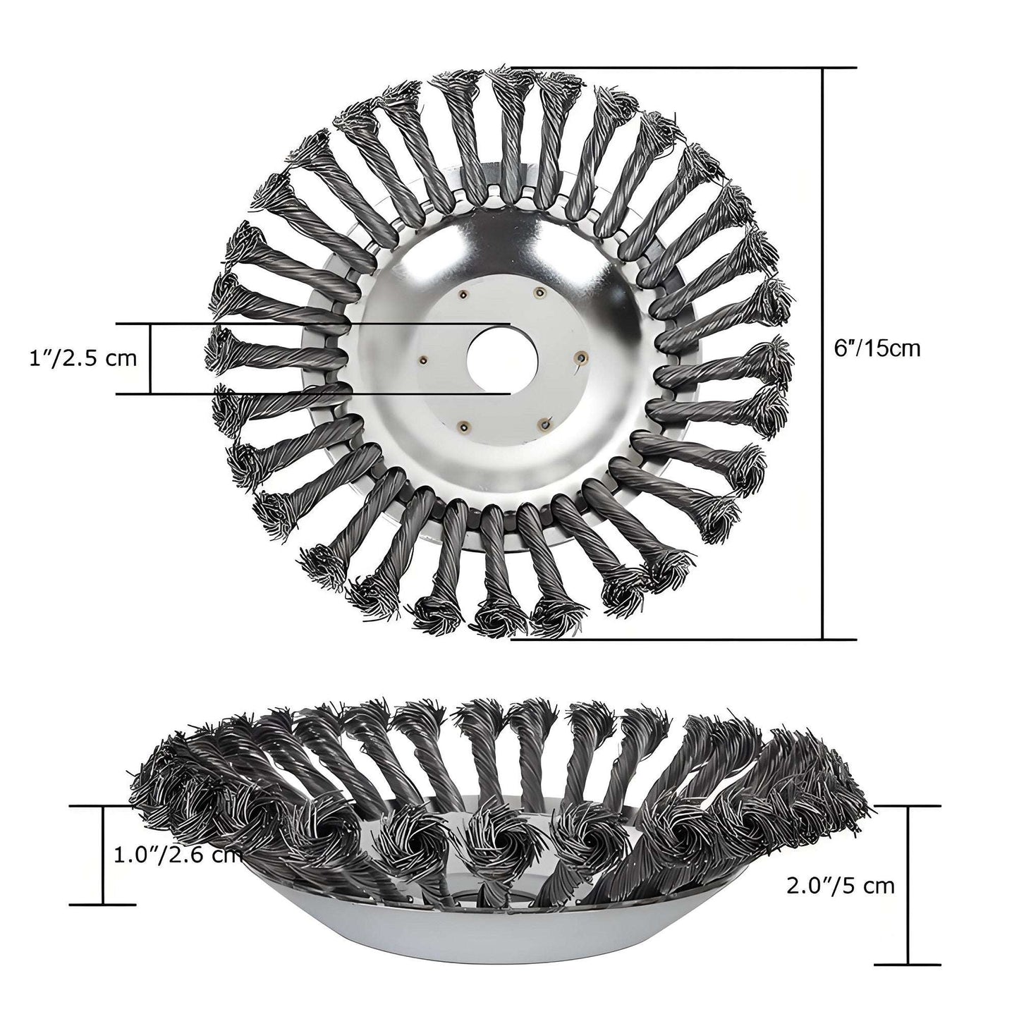 Steel Wire Brush Trimmer Head | 150mm/200mm - Fits 25.4mm Bore - BAPPKON Garden Store