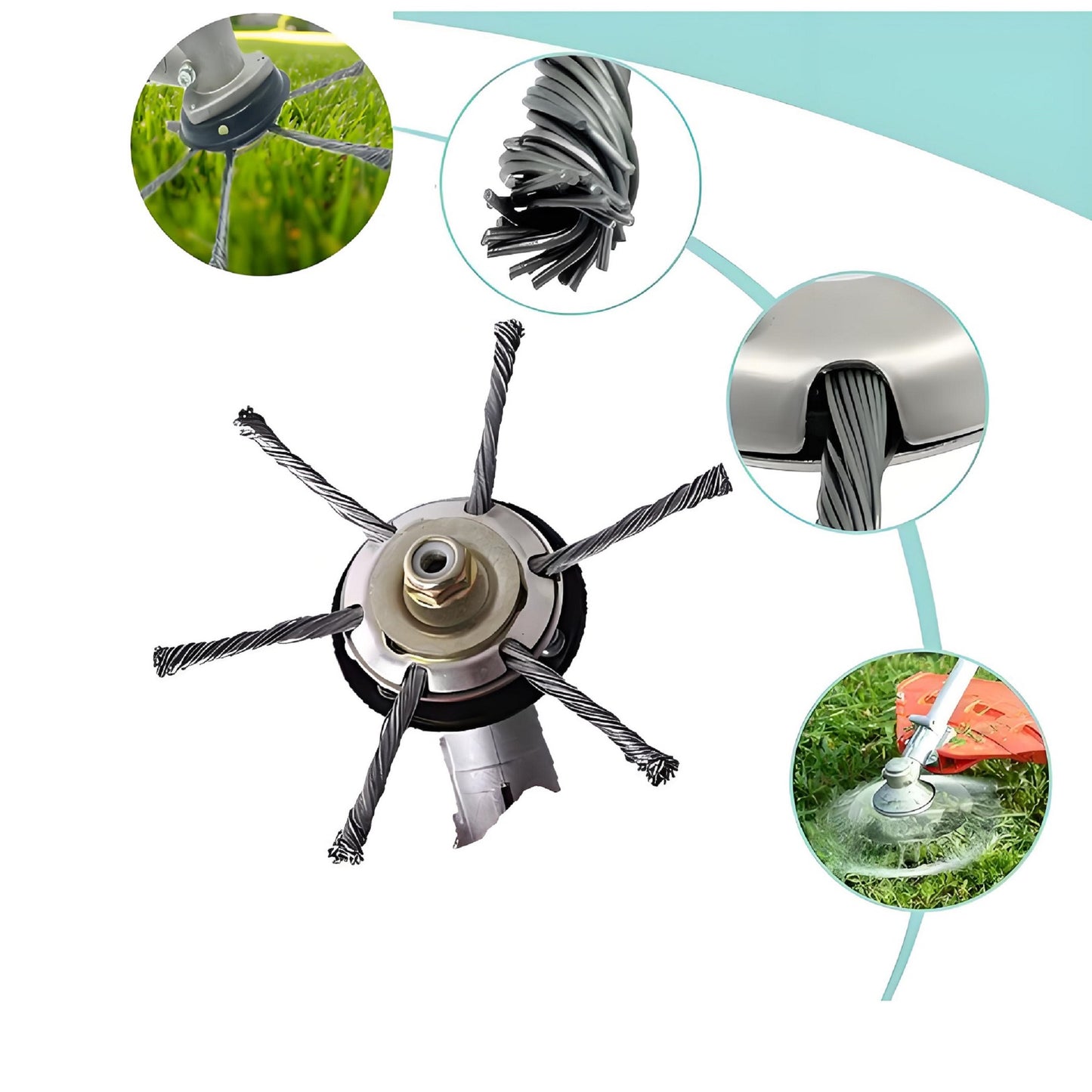 2Pack Steel Wire Grass Trimmer Head - Knotted Design, Universal Fit, Efficient Cutting