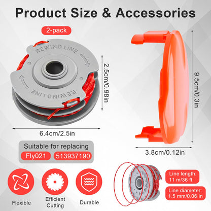 Strimmer Spool with Cover 1.5mm | 3/4/6 Pack (Compatible with Flymo Power/Mini/Trim) - BAPPKON Garden Store