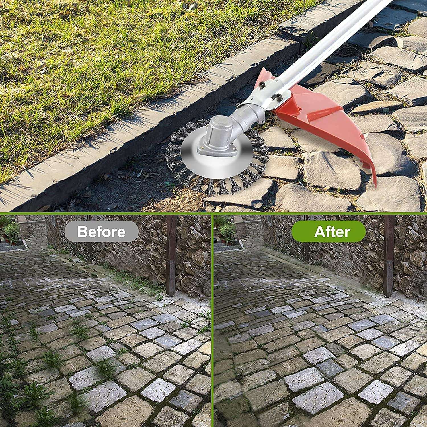 Steel Wire Brush Trimmer Head - Durable, Easy Install, Universal Fit for Grass Trimmers