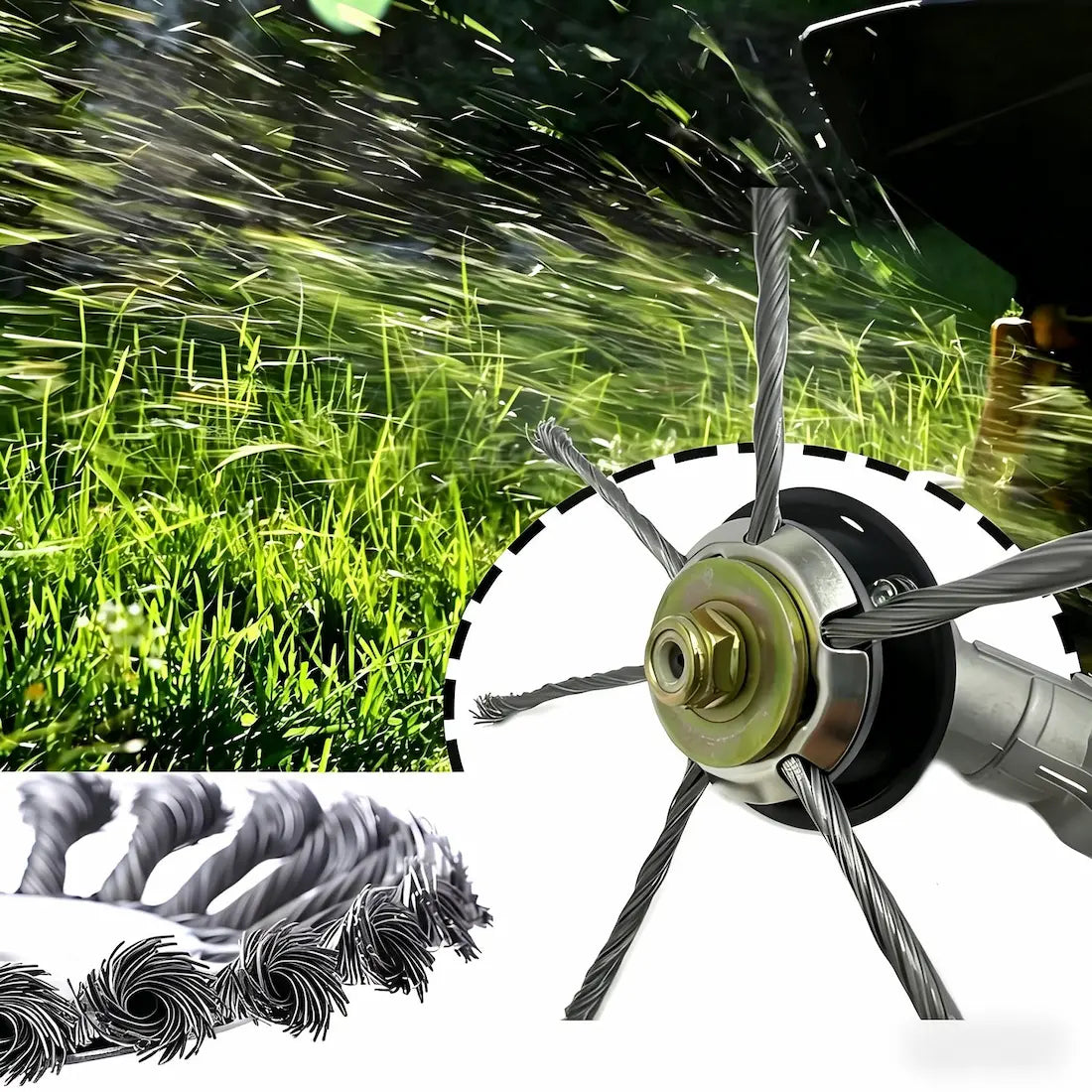 Universal fit steel wire trimmer head for petrol and electric strimmers